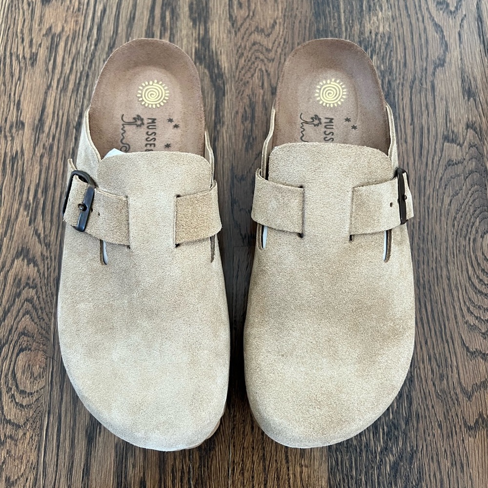 Taupe Suede Clogs EU38